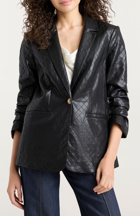 Khloe Quilted Faux Leather Blazer