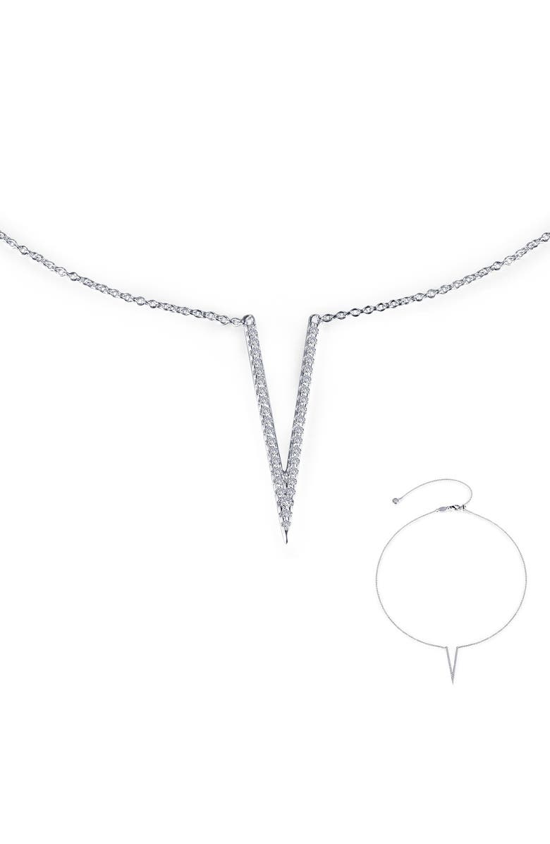 Lafonn Simulated Diamond Pave V Choker Necklace, Main, color, 