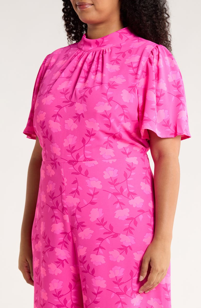 SUGARLIPS Clever Floral Mock Neck Wide Leg Jumpsuit, Alternate, color, Fuchsia-Multi