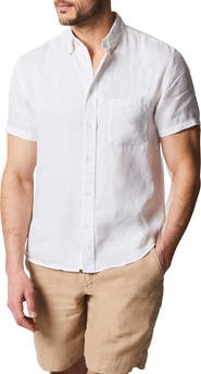 Billy Reid Tuscumbia Standard Fit Short Sleeve Linen Button-Down Shirt