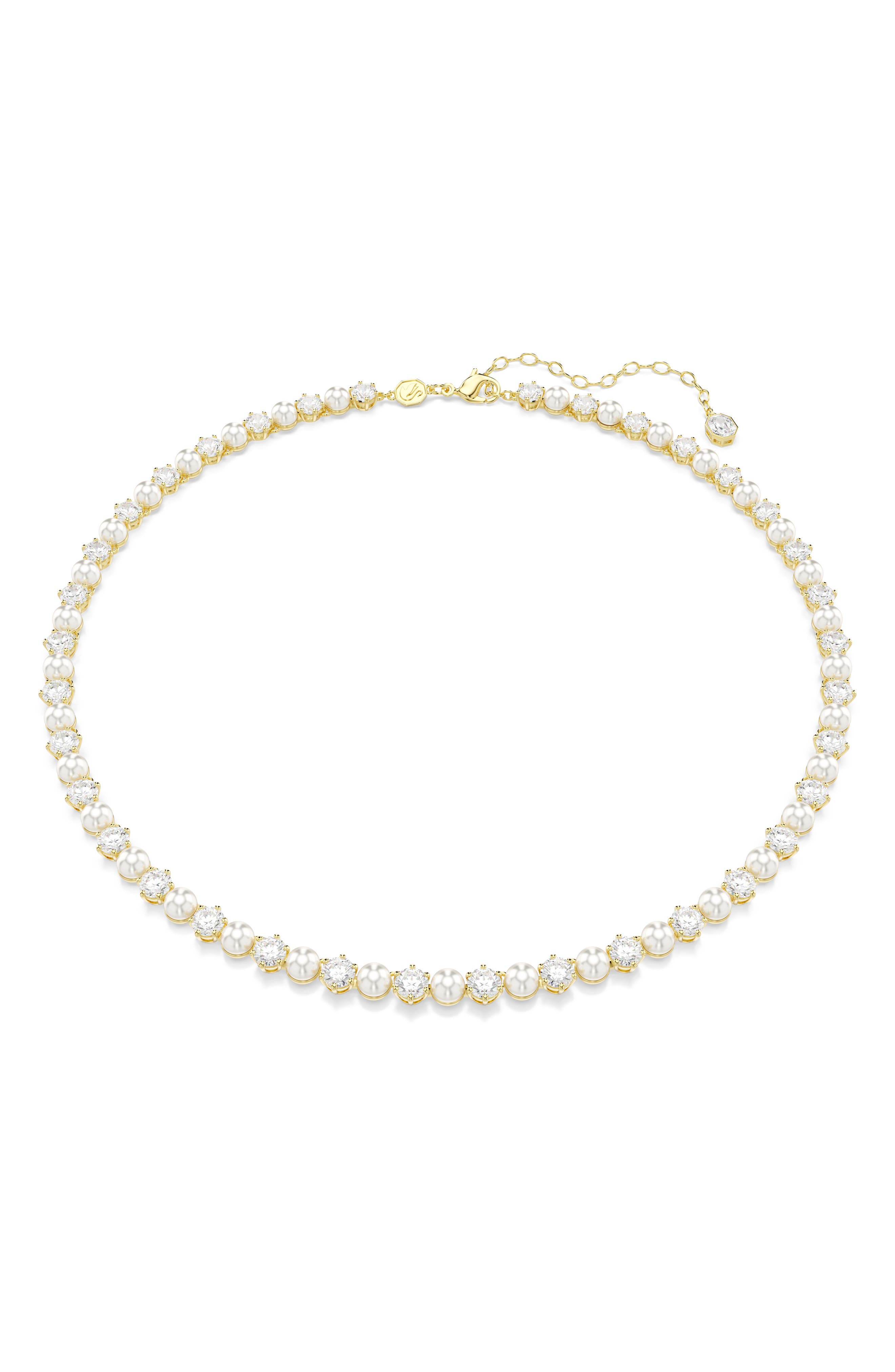 Swarovski Matrix Crystal & Faux Pearl Tennis Necklace (Women) | Nordstrom