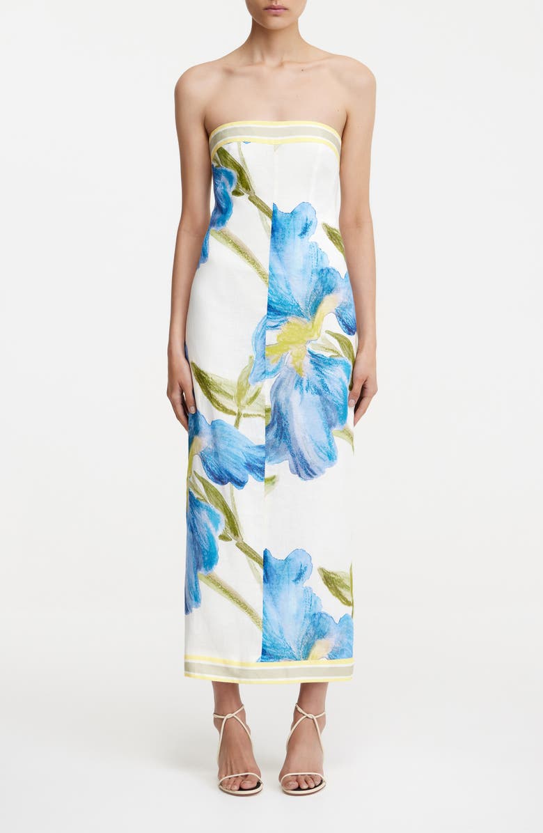 Significant Other Tess Floral Print Strapless Column Dress, Main, color, Iris Bouquet