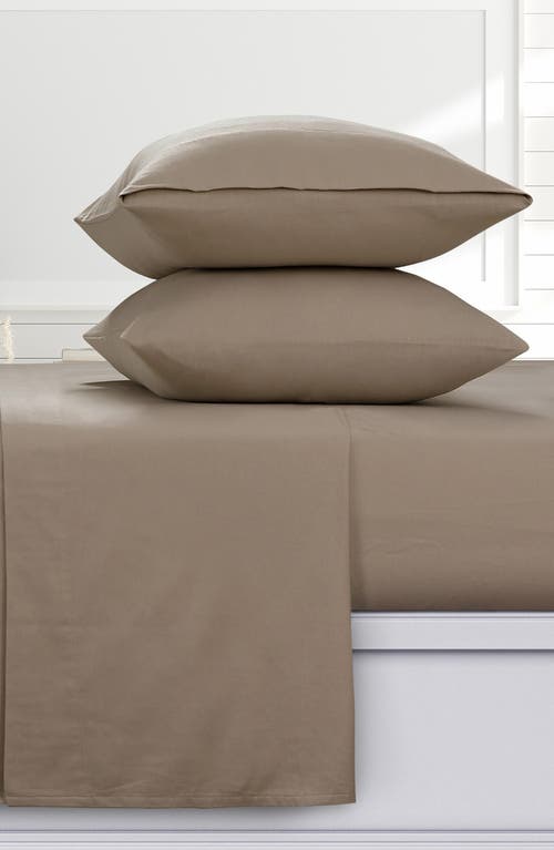 Azores Home Solid Cotton Flannel Sheet Set In Brown