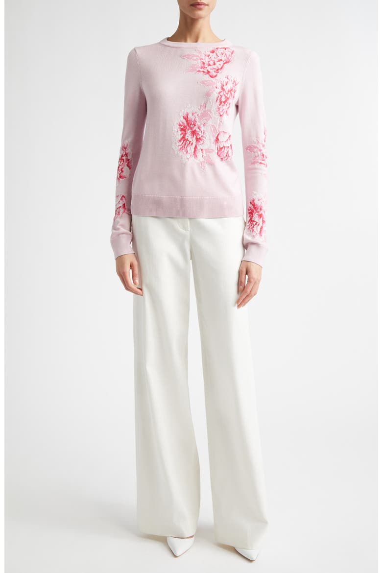 Peony Merino Wool & Silk Blend Intarsia Sweater, Alternate, color, PEONY MULTI