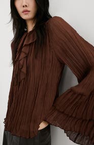 MANGO Busa Ceci Ruffle Crinkle Top