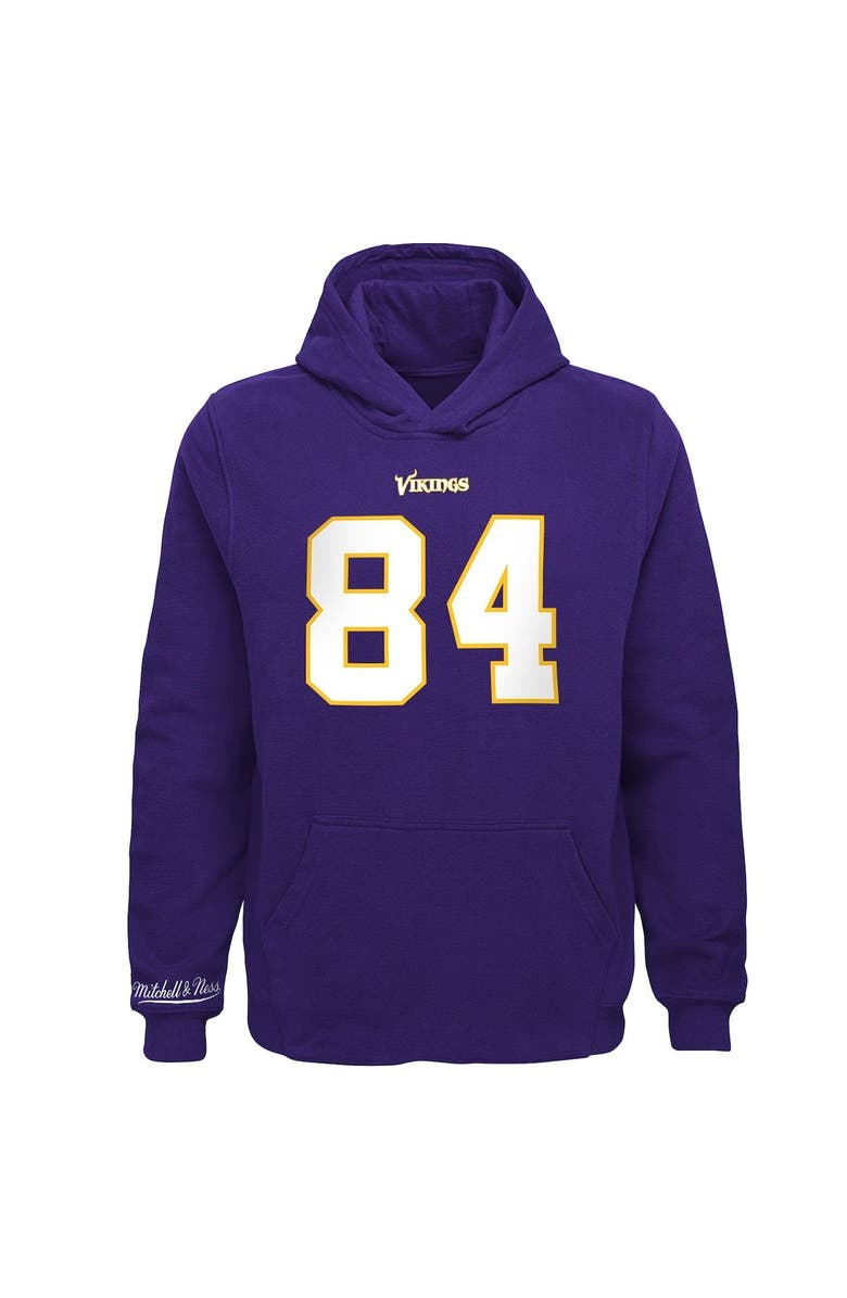 Mitchell & Ness Youth Mitchell & Ness Randy Moss Black Minnesota Vikings Retired Player Name & Number Fleece Pullover Hoodie, Alternate, color,