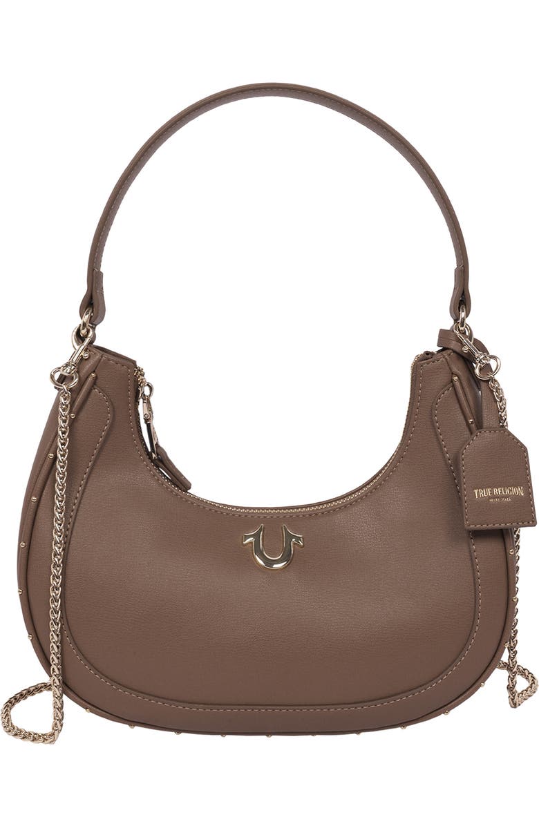 True Religion Crescent Shoulder Bag, Main, color, Brown