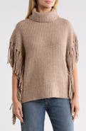 T Tahari Fringe Trim Turtleneck Sweater