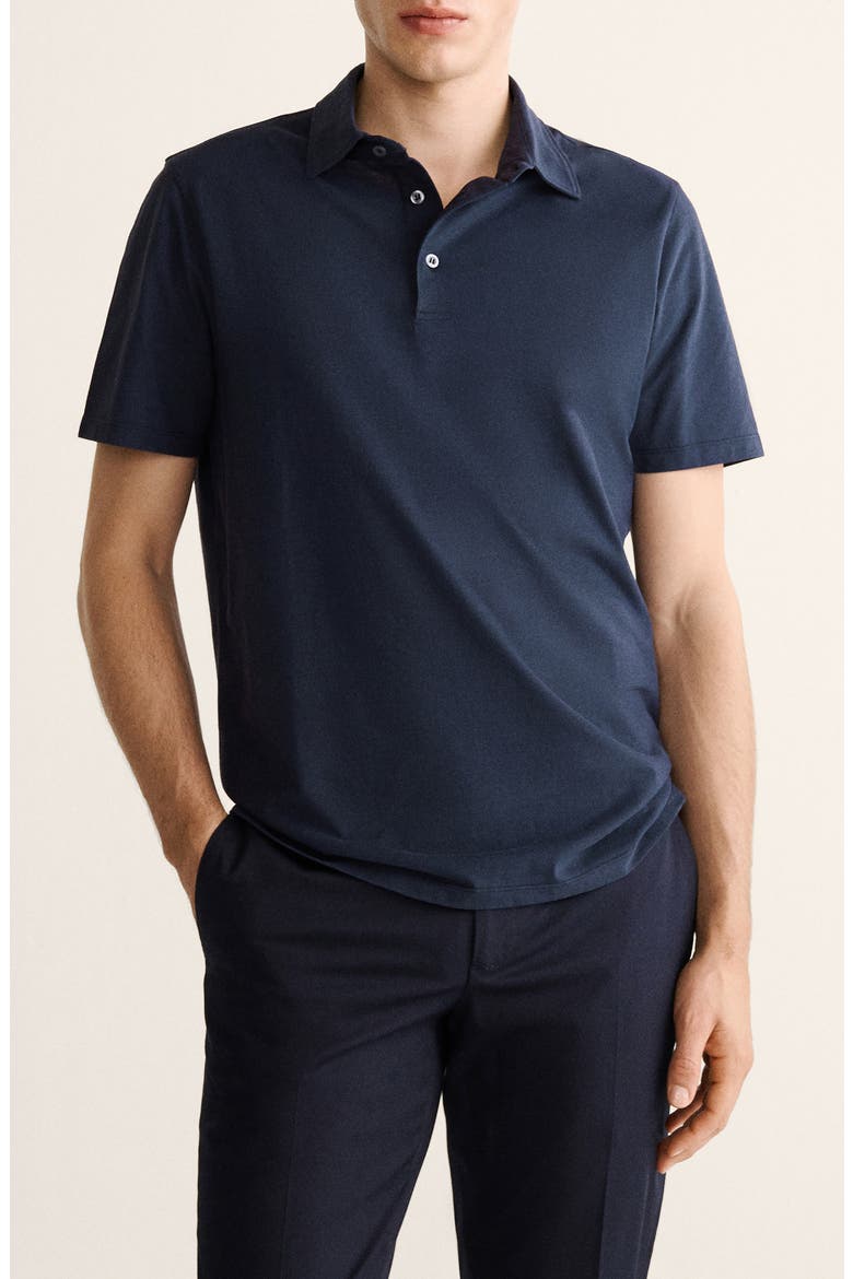 Slim Fit Cotton Polo, Main, color, NAVY