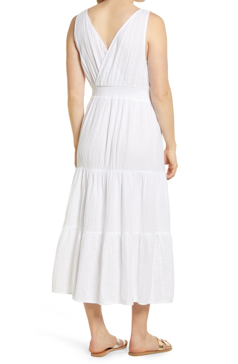 beachlunchlounge Yuna Sleeveless Cotton Double Cloth Midi Dress, Alternate, color,