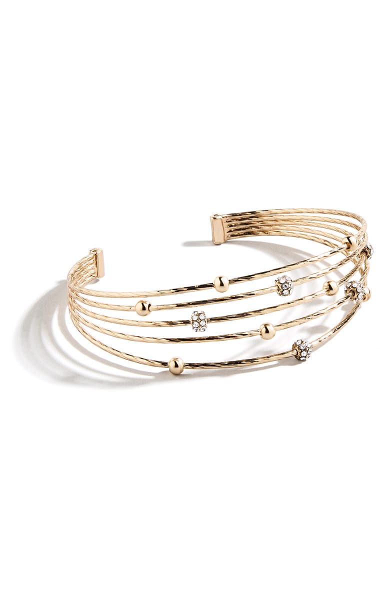 BaubleBar Beatrix Layered Cuff Bracelet, Alternate, color, Gold/ Clear