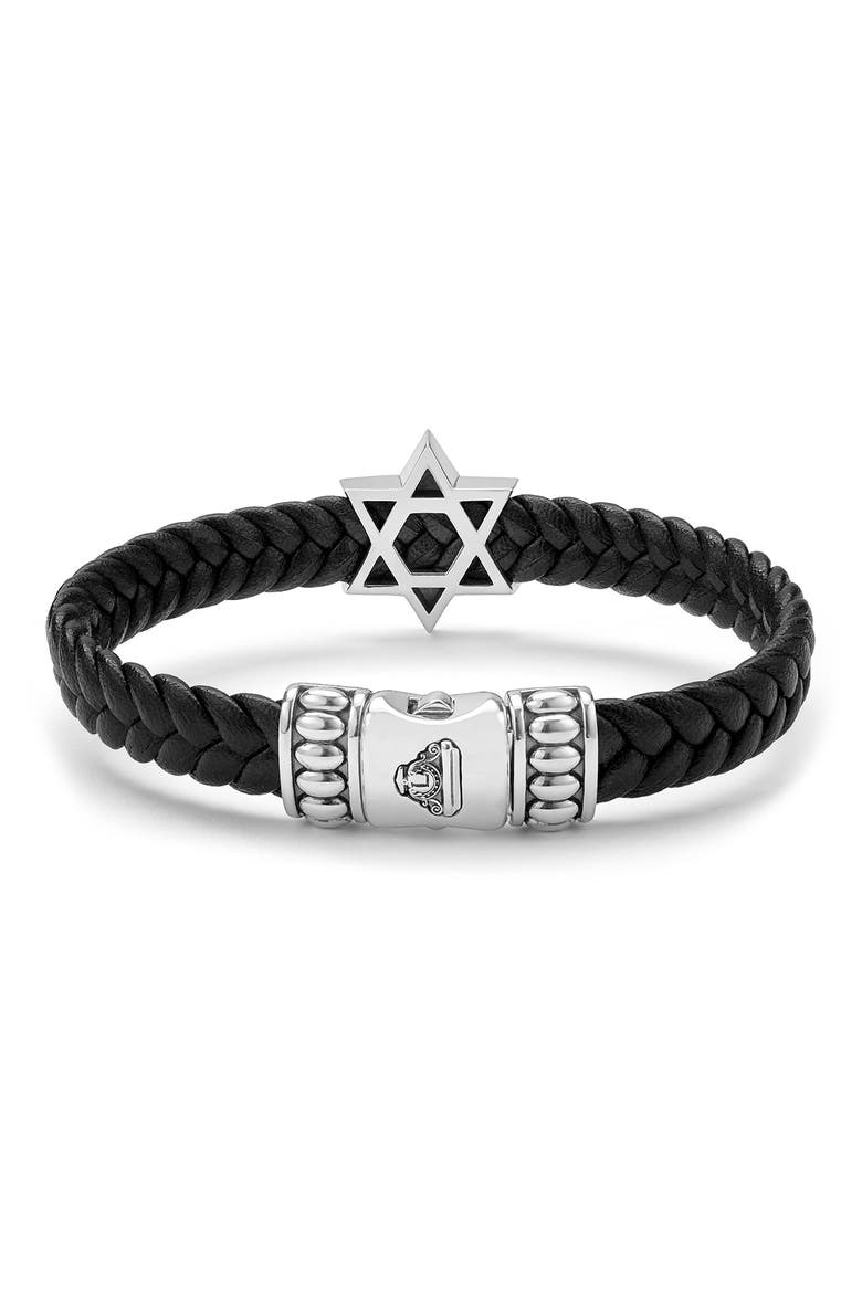 Men's Anthem Star of David Leather Bracelet, Alternate, color, SILVER