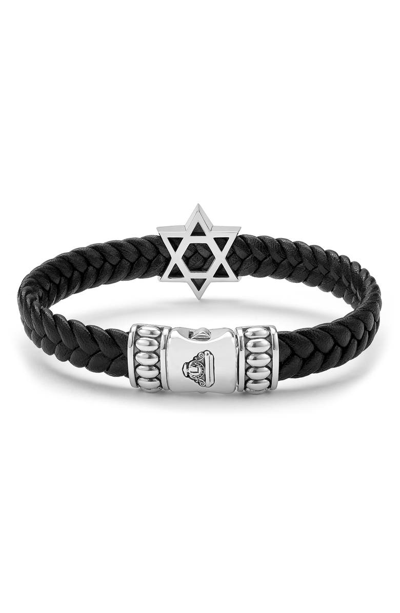 LAGOS Men's Anthem Star of David Leather Bracelet, Alternate, color, Silver