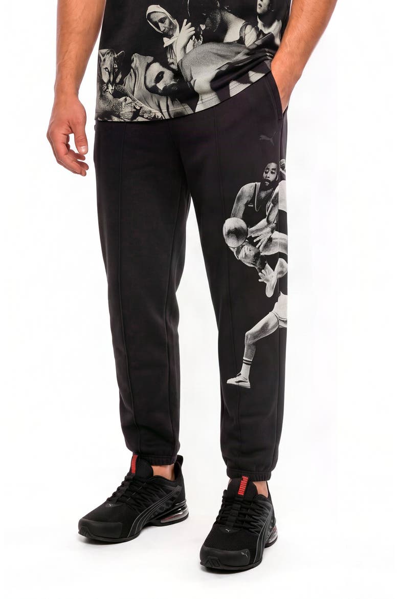 Memory Lane Fleece Sweatpants, Main, color, PUMA BLACK