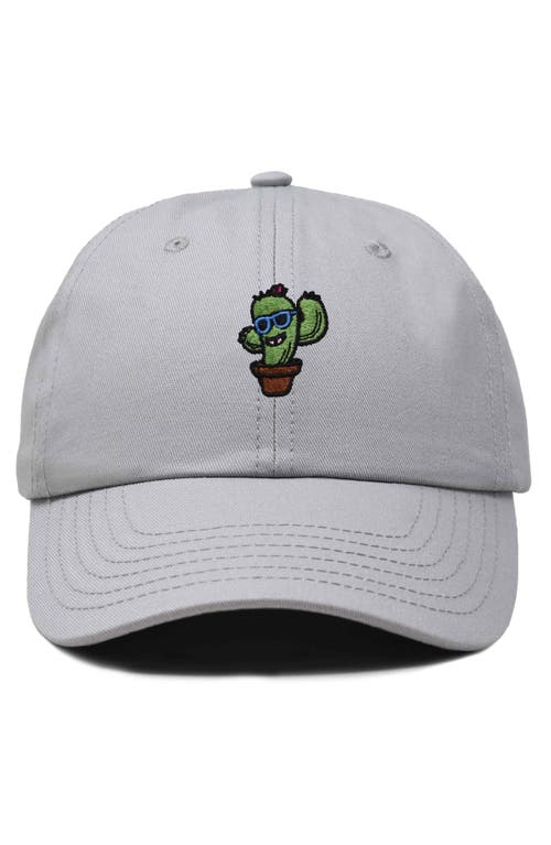Dalix Cactus Embroidered Casual Cap In Gray