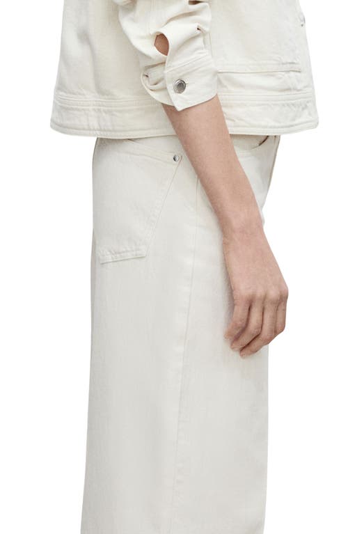 Shop Mango Belted Mid Rise Wide Leg Jeans In Off White