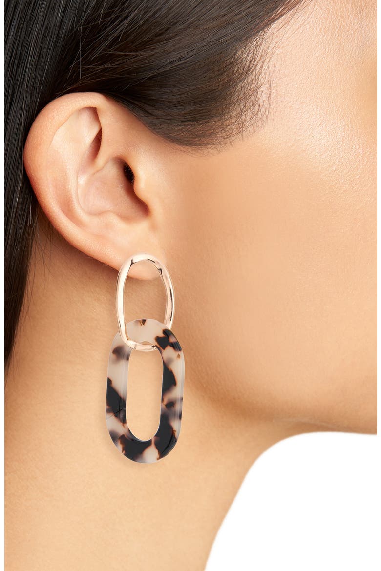 Polished Oval Resin Drop Earrings, Alternate, color, ROSE GOLD