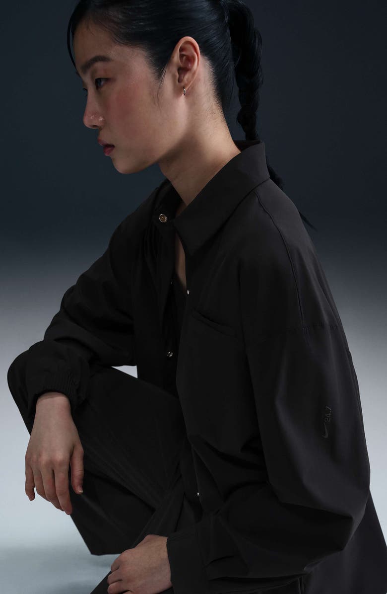 Nike 24.7 Dri-Fit Button-Up Shirt, Alternate, color, Black/ Black