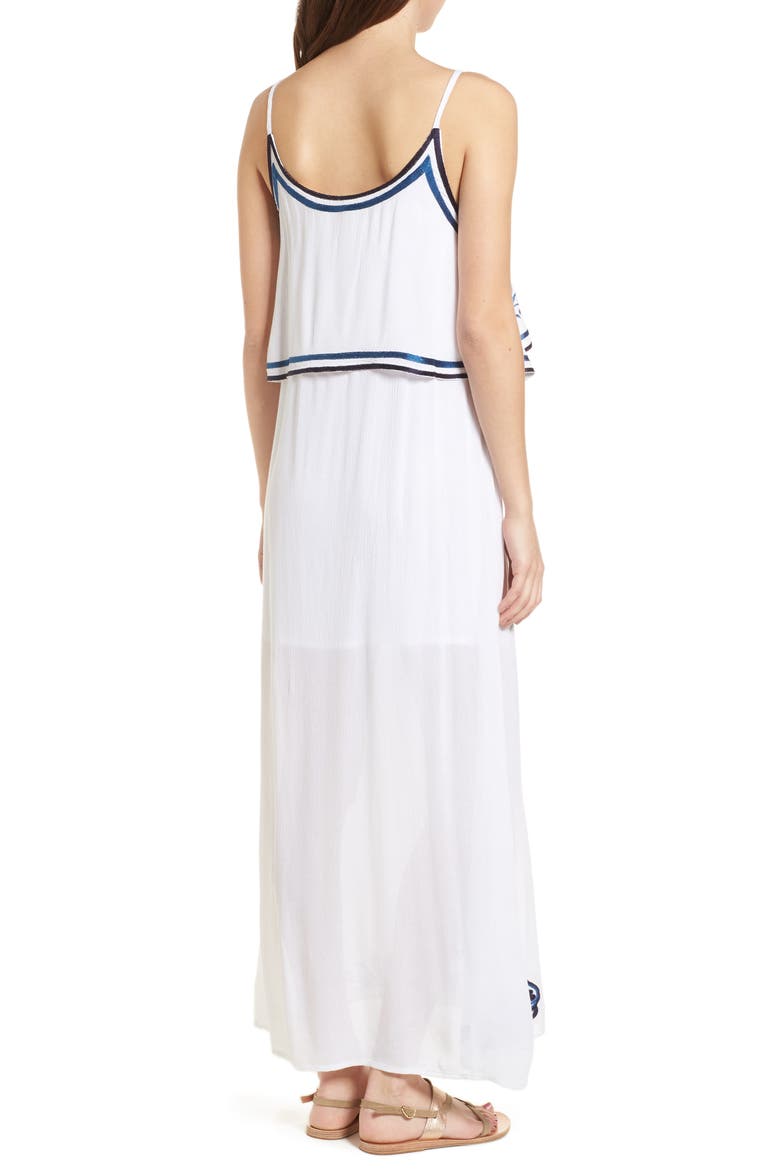 Mediterranean Embroidered Maxi Dress, Alternate, color, WHITE/ BLUE
