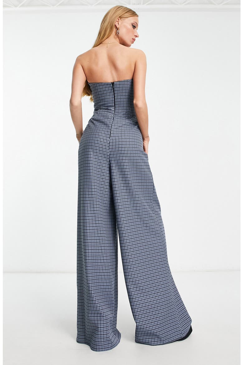 Houndstooth Wide Leg Strapless Jumpsuit, Alternate, color, MULTI