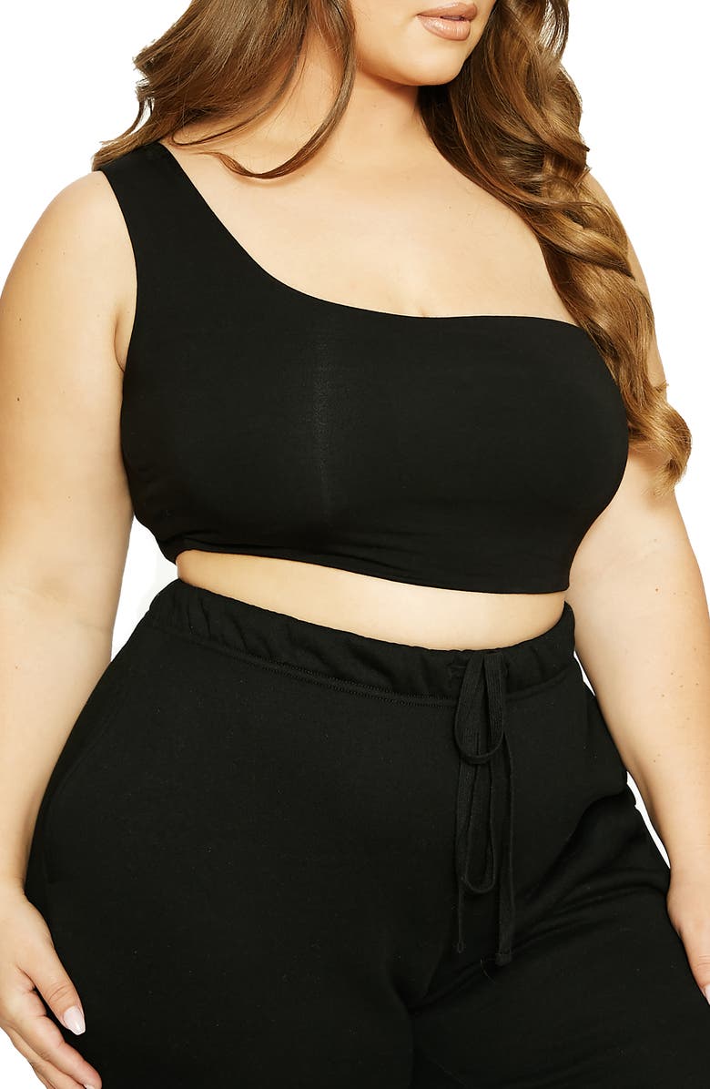 Naked Wardrobe x Lori Harvey One-Shoulder Back Cutout Crop Top, Alternate, color,