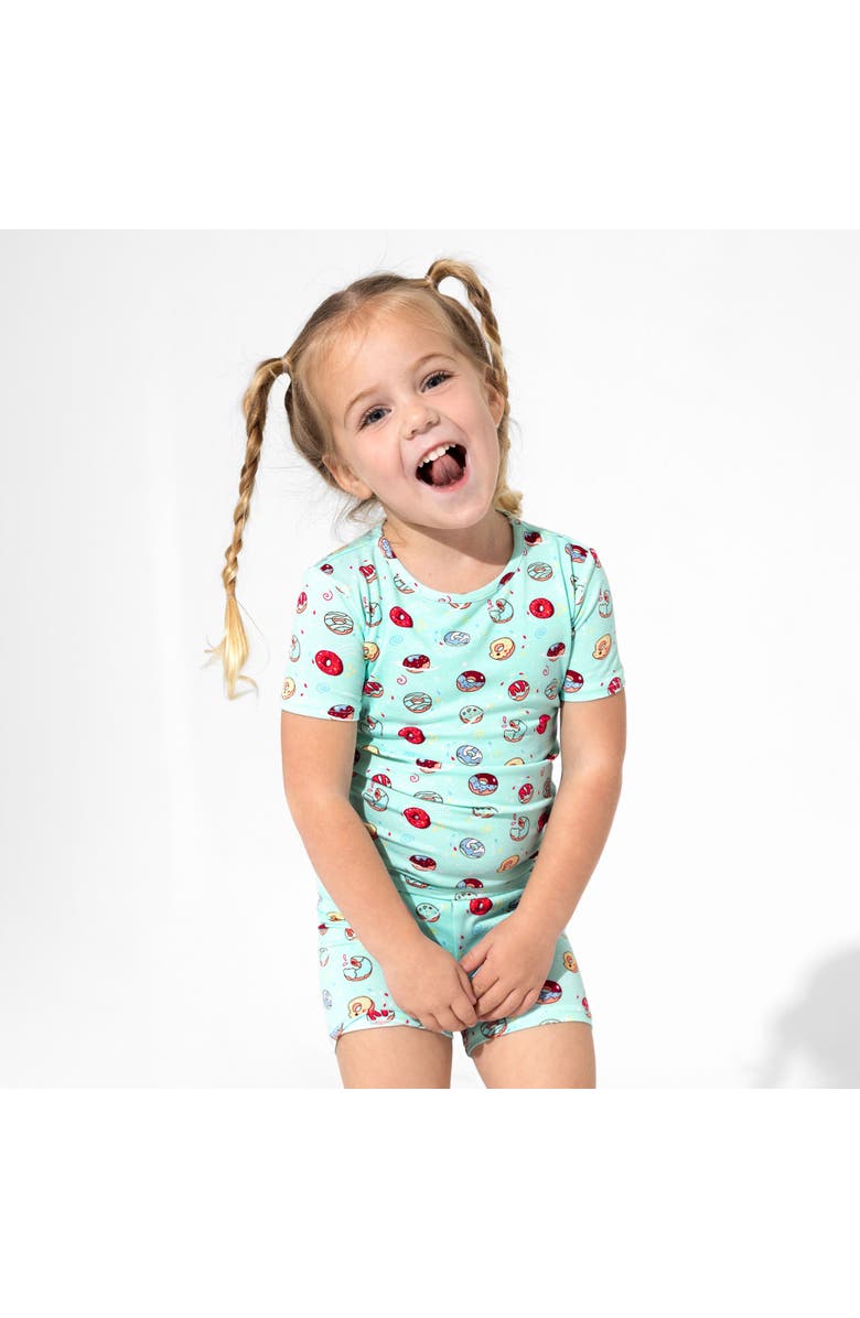 Bellabu Bear Blue Donut Kids 2-Piece Short Sleeve & Shorts Pajama Set, Alternate, color, Blue Donut