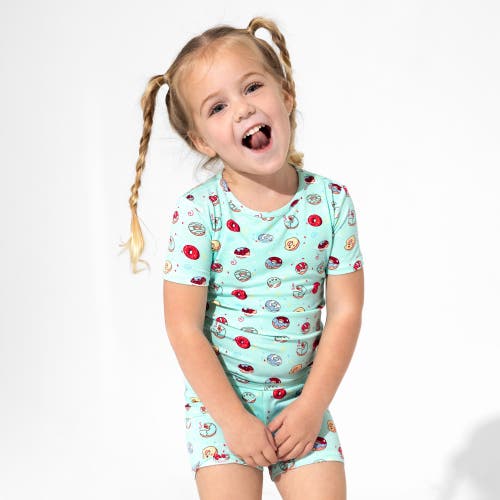 Bellabu Bear Blue Donut Kids 2-piece Short Sleeve & Shorts Pajama Set In Blue Donut