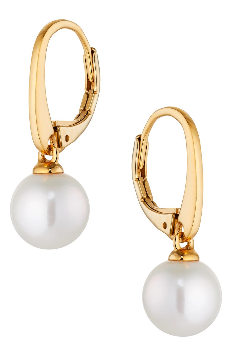 Nadri Freshwater Pearl Lever-Back Earrings, Main, color, Pearl/ Gold