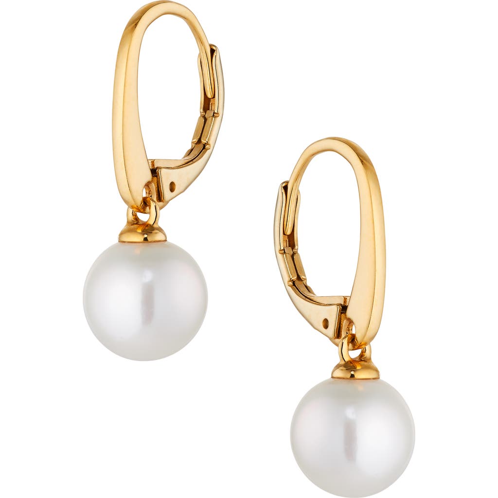 Nadri Cultured Genuine Freshwater Pearl Small Drop Earrings In Gold