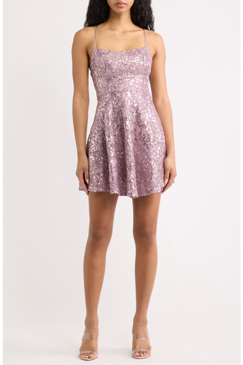 Sequin Skater Minidress, Main, color, MAUVE