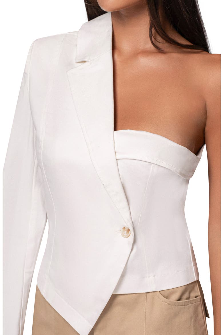 Amal One-Shoulder Blazer Top, Alternate, color, IVORY