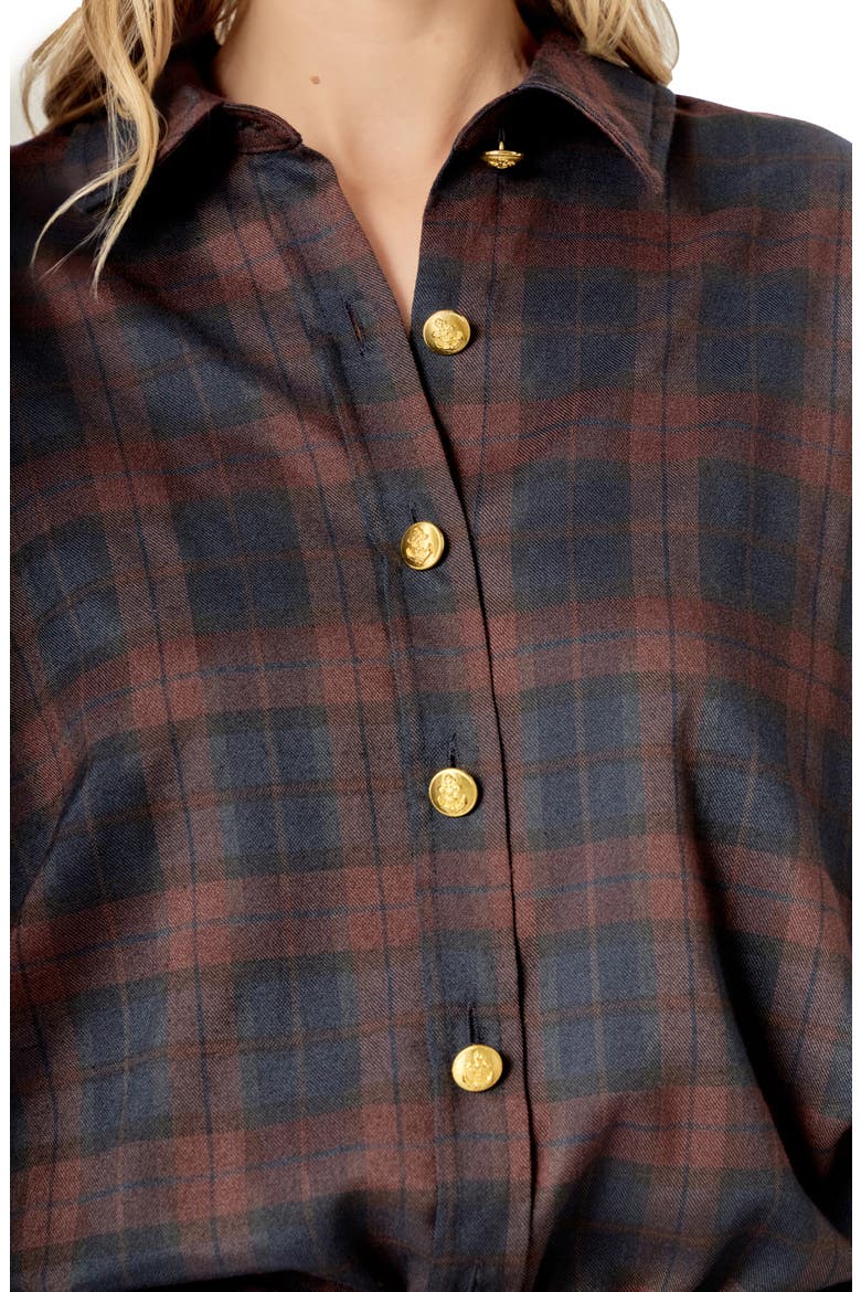 Oversize Plaid Shacket, Alternate, color, NAVY/ BROWN