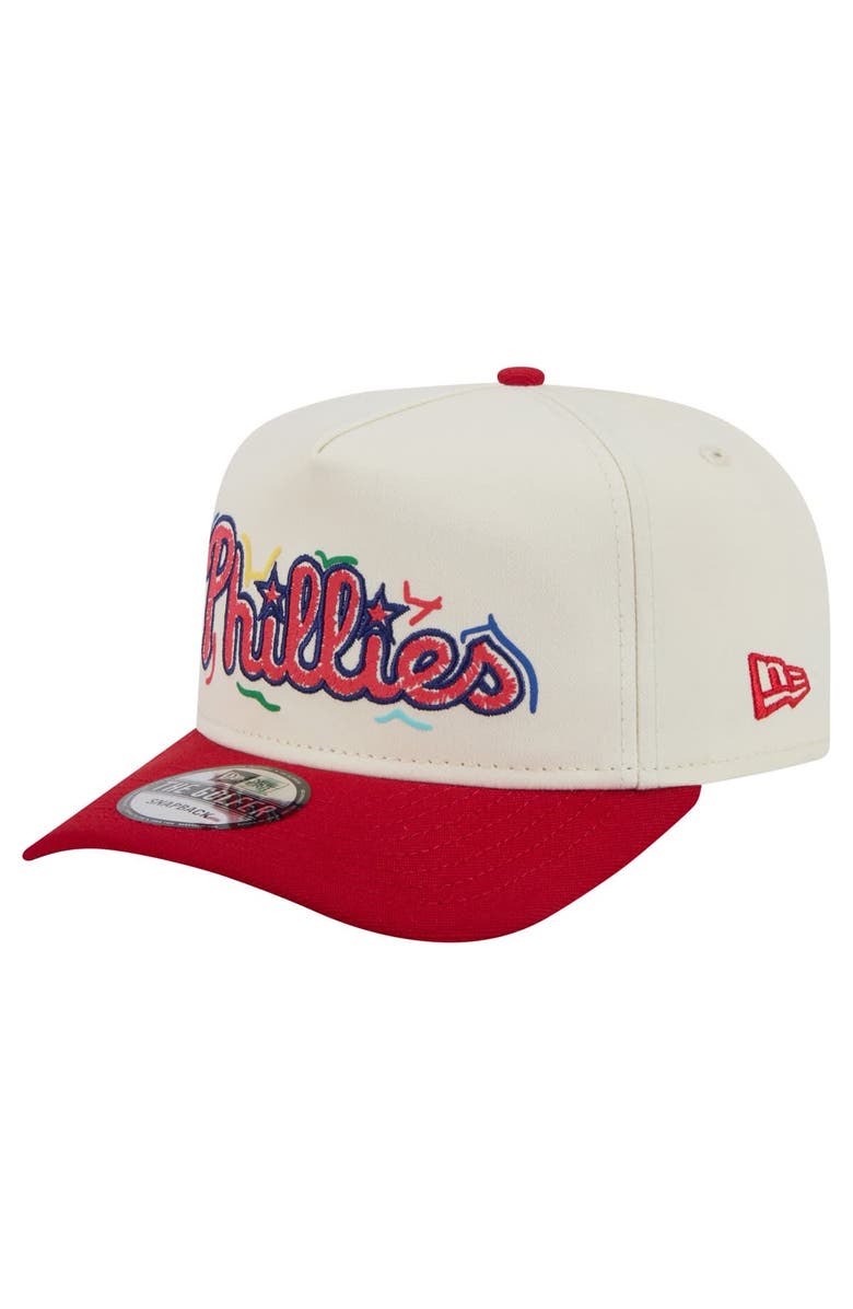 New Era Men's New Era  White Philadelphia Phillies Team Scribble Golfer Adjustable Hat, Main, color, 