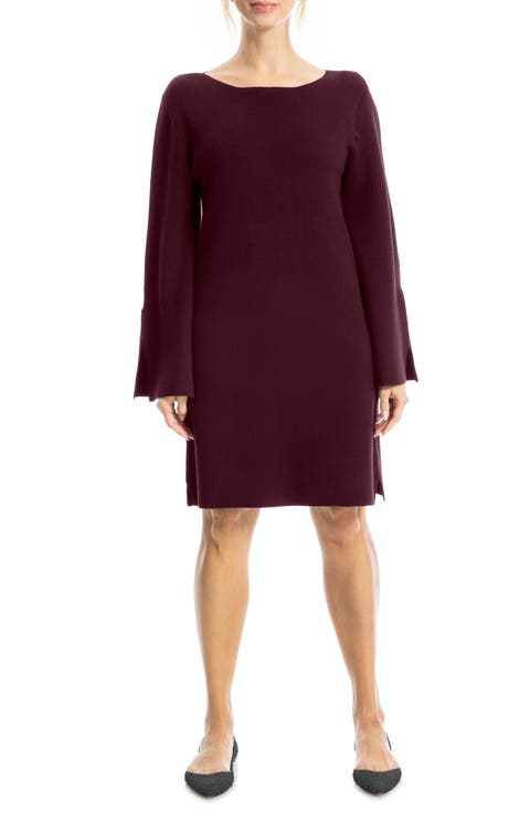 Boat Neck Flare Sleeve Sweater Dress