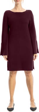 MAX STUDIO Boat Neck Flare Sleeve Sweater Dress