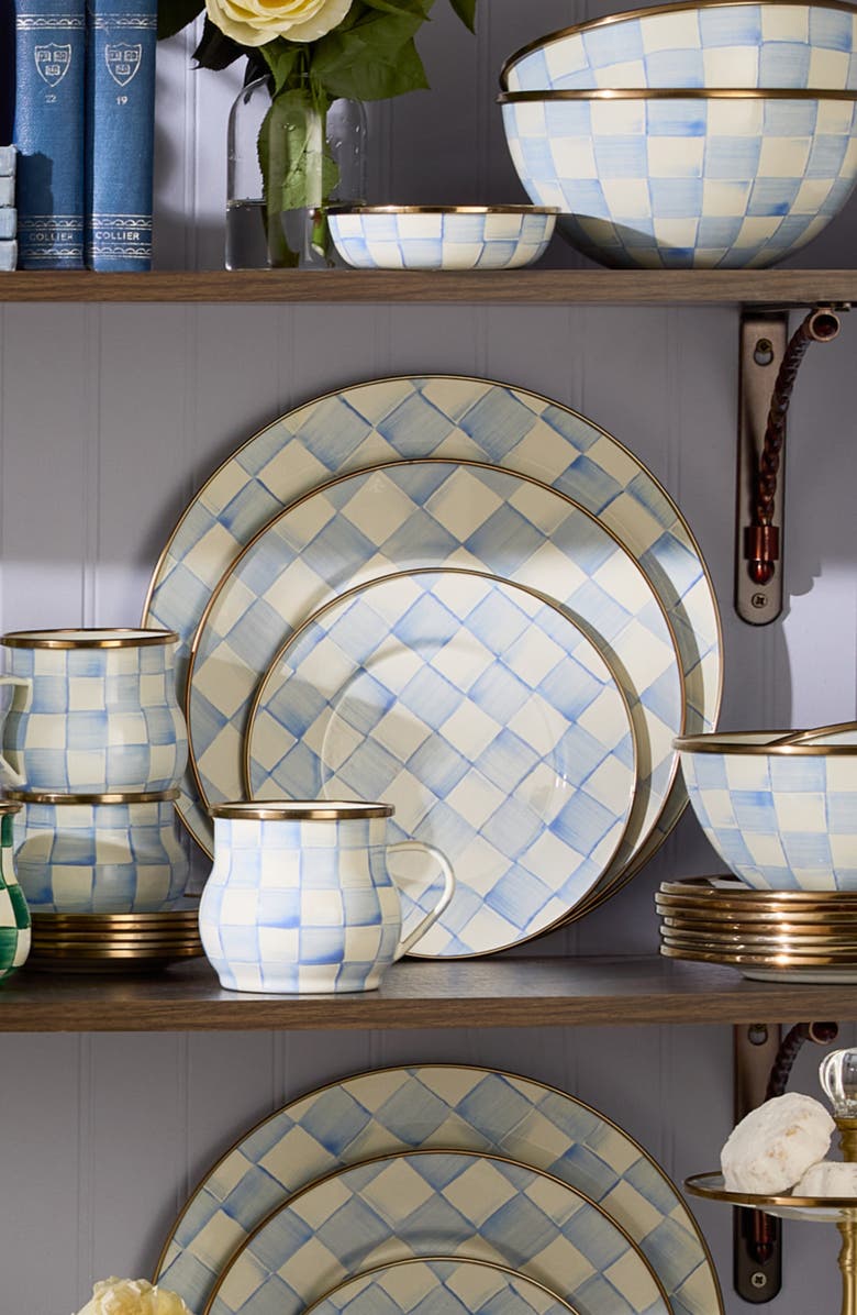 MACKENZIE CHILDS Sky Check Enameled Steel Dinner Plate, Alternate, color, Sky Check