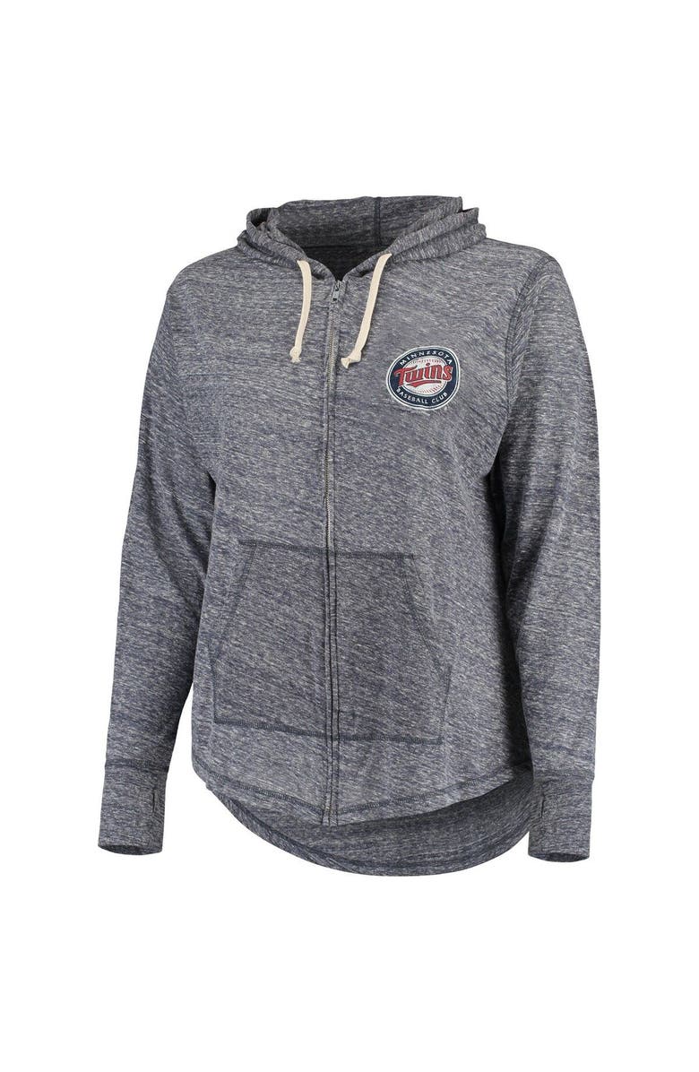 SOFT AS A GRAPE Women's Soft as a Grape Navy Minnesota Twins Plus Size Full-Zip Lightweight Hoodie Top, Main, color,