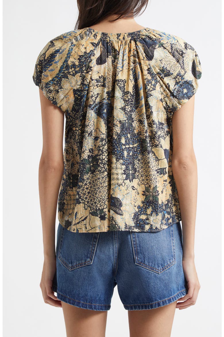 Issa Mixed Print Cotton Blend Top, Alternate, color, BELLFLOWER