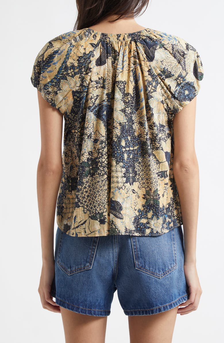 Ulla Johnson Issa Mixed Print Cotton Blend Top, Alternate, color, Bellflower