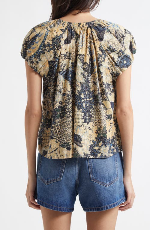 Ulla Johnson Issa Mixed Print Cotton Blend Top In Bellflower