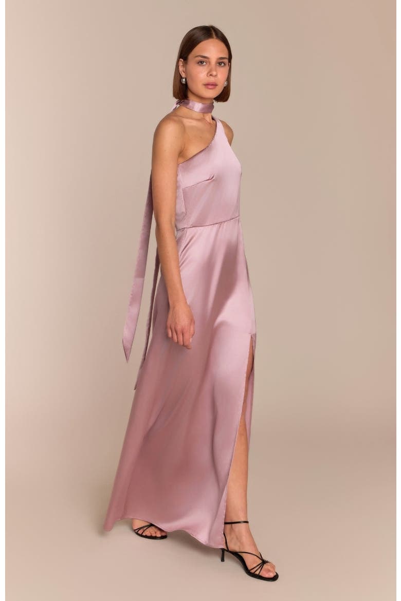Porto One Shoulder Dress, Alternate, color, Rose Pink