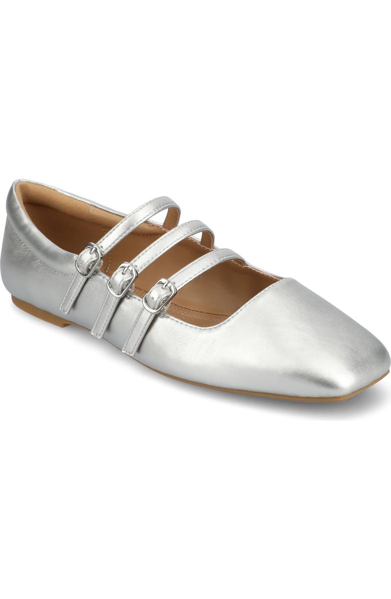 Journee Collection Darlin Multi Strap Mary Jane Flat, Main, color, Silver