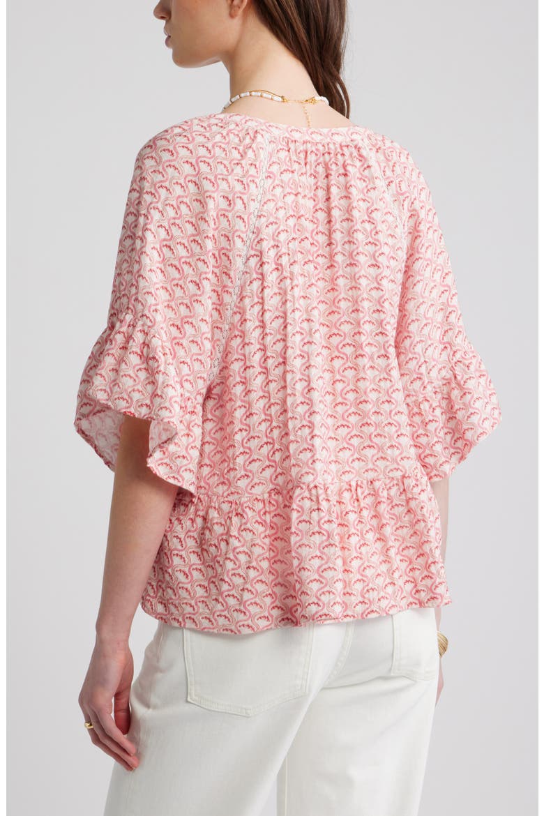 Ruffle Peplum Top, Alternate, color, PINK- PINK DAISY CHAIN