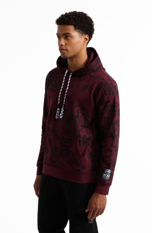 Ecko Unltd . Intertwine Splash Hoodie In Burgundy
