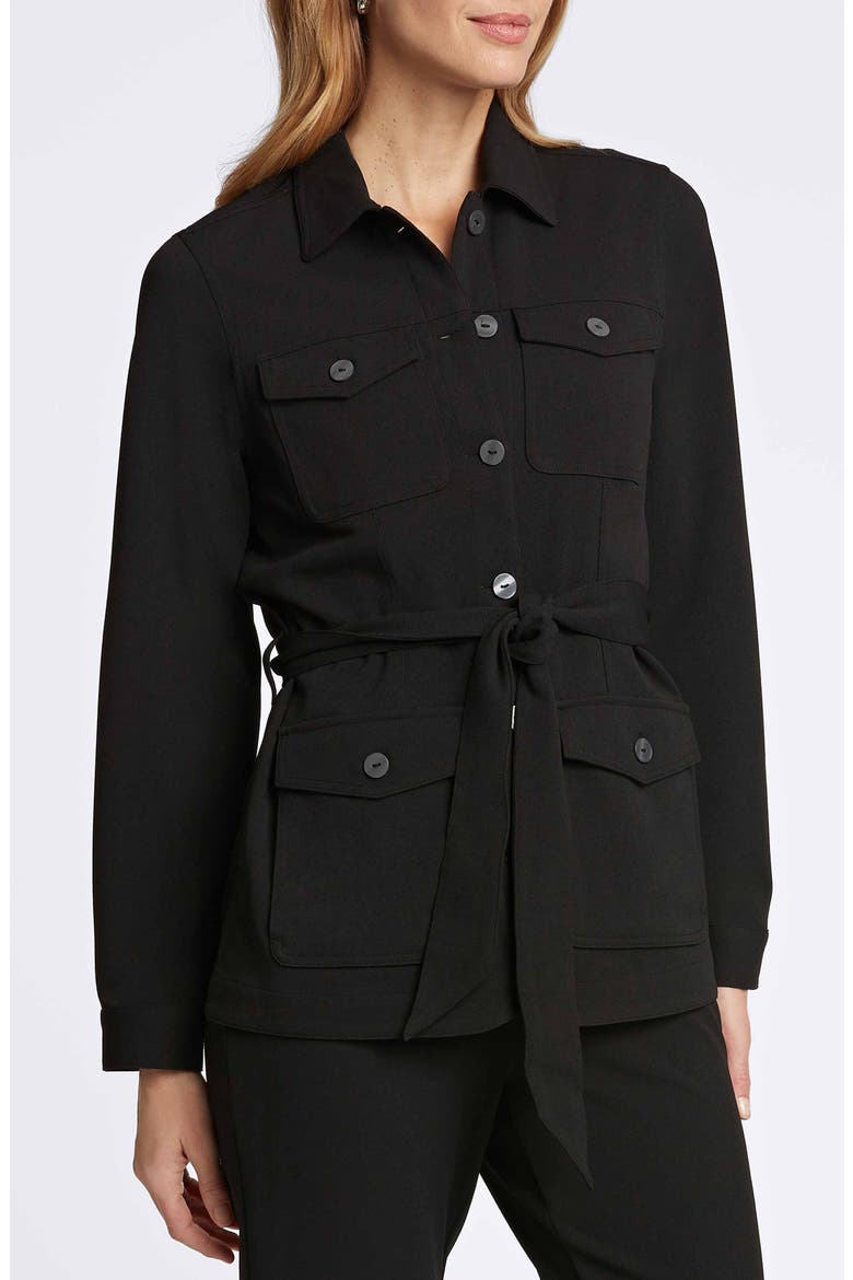 Stella Crepe Knit Utility Jacket, Alternate, color, BLACK