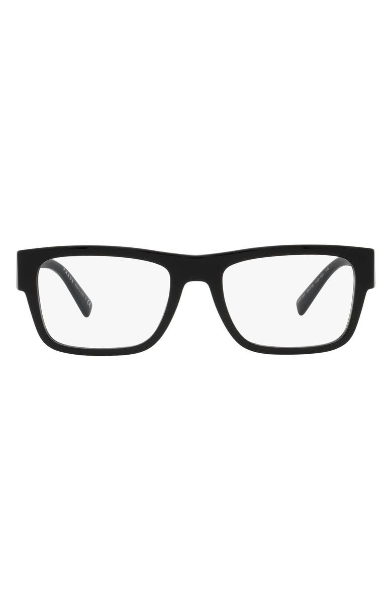 Prada 54mm Rectangular Optical Glasses, Main, color, Black