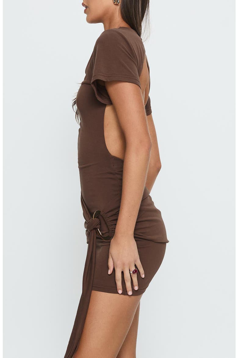 Madlen Open Back Drape Minidress, Alternate, color, BROWN