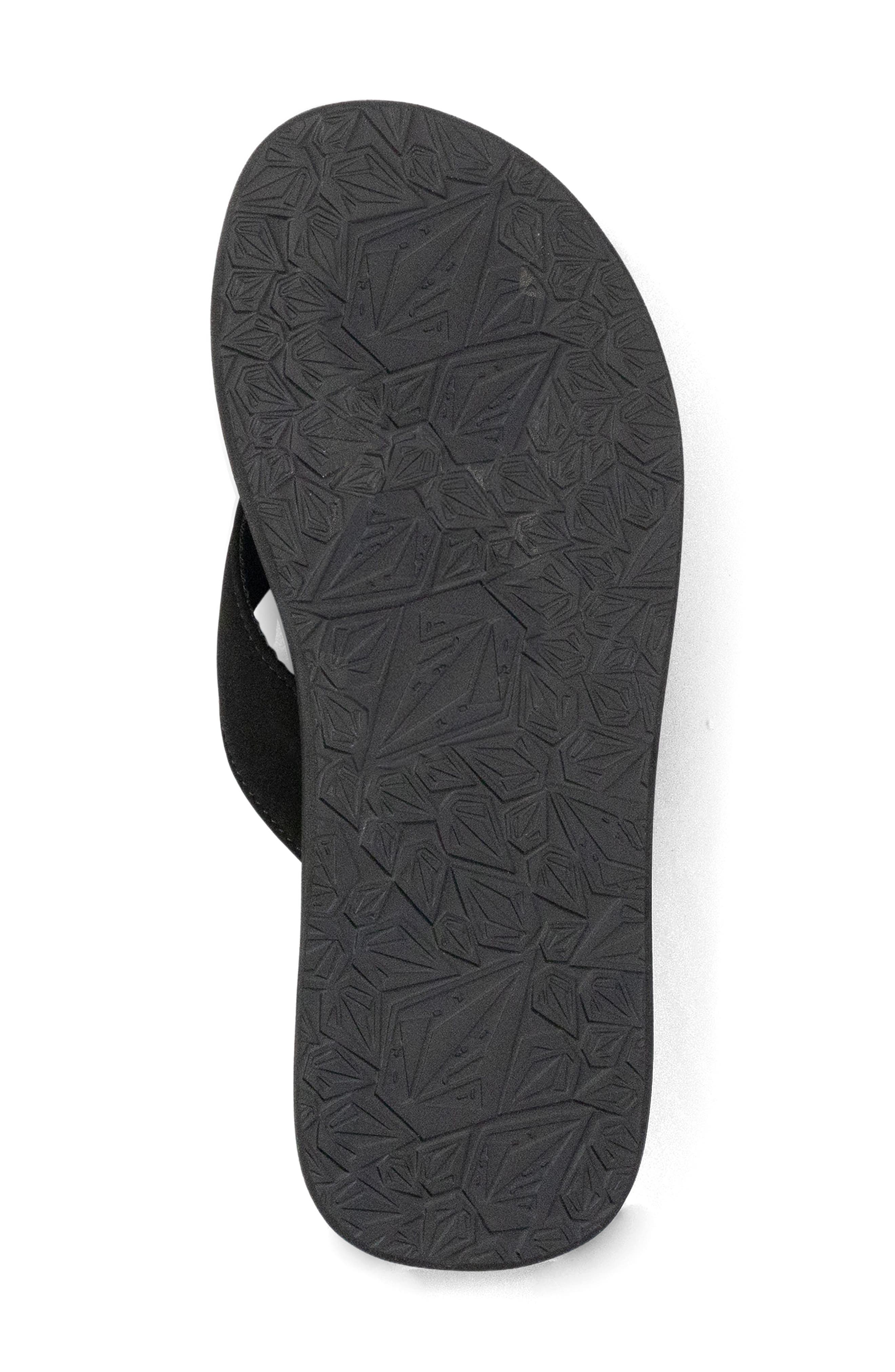 Volcom Vocation Leather Flip Flops, Alternate, color, Black