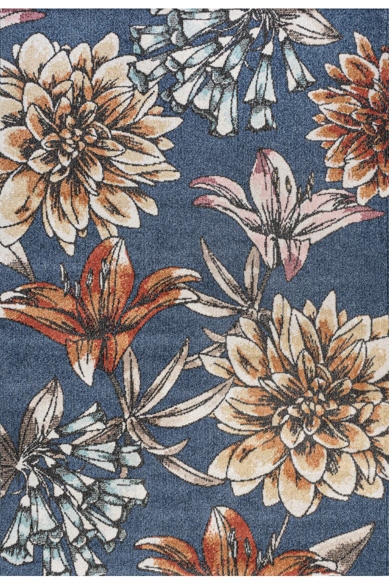 Giglio Modern Botanical Flower Area Rug, Main, color, Blue/Orange/Cream