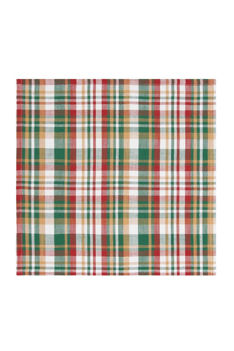 Alpine Plaid Cozy Fall Set of 6 Cloth Napkins, Alternate, color, Red